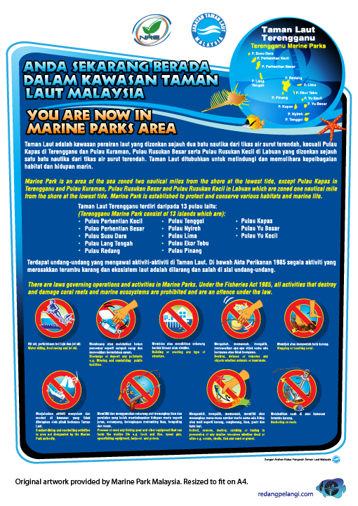 Redang Pelangi Marine Park Sign